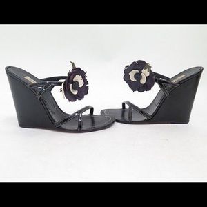 Prada flower embellishment wedges